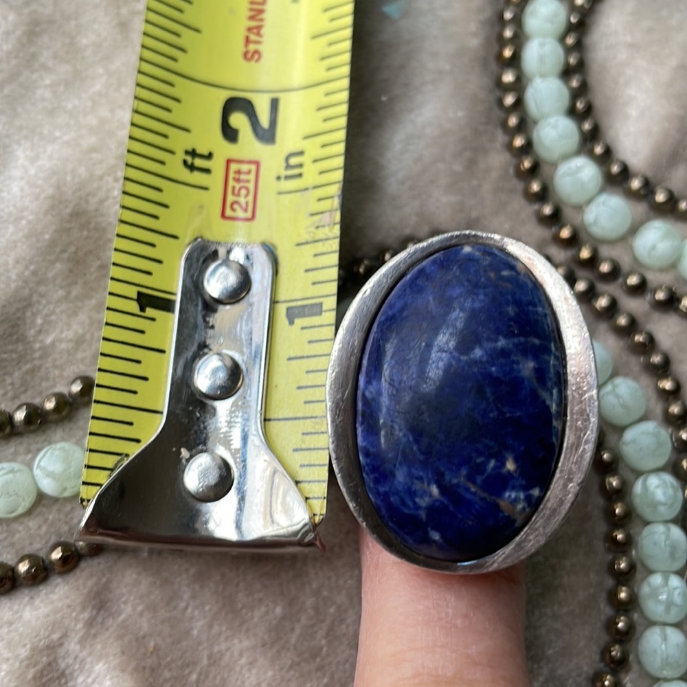 Solid Sterling Silver And Blue Lapis Ring - image 6